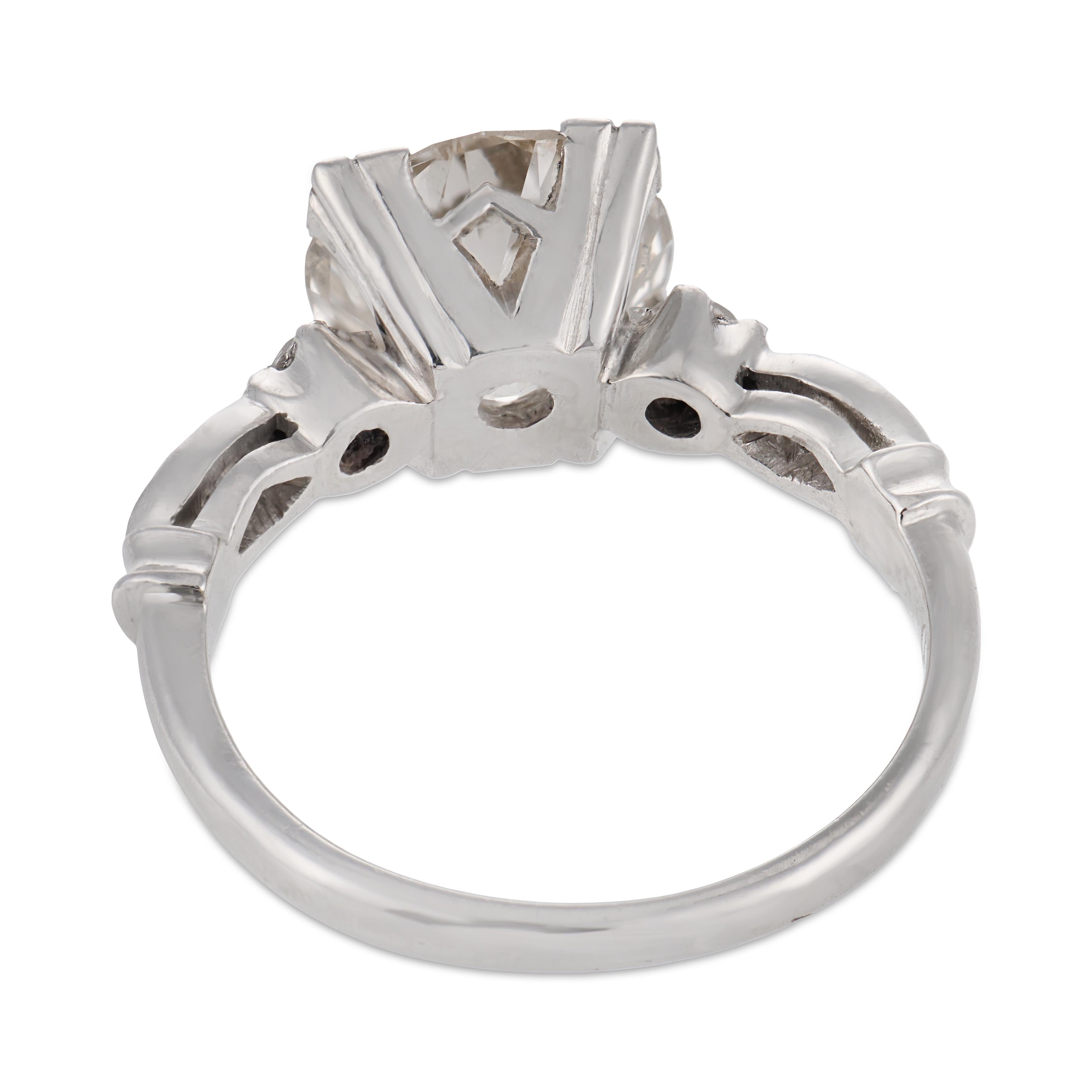 Art deco GIA 2.68 carat diamond platinum engagement ring