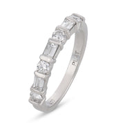 Mid Century baguette and round diamond platinum half eternity band