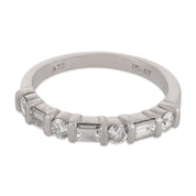 Mid Century baguette and round diamond platinum half eternity band