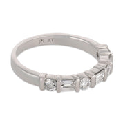 Mid Century baguette and round diamond platinum half eternity band