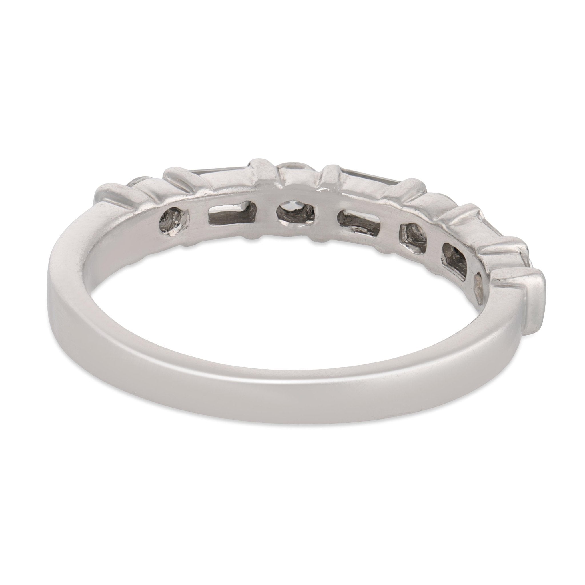 Mid Century baguette and round diamond platinum half eternity band