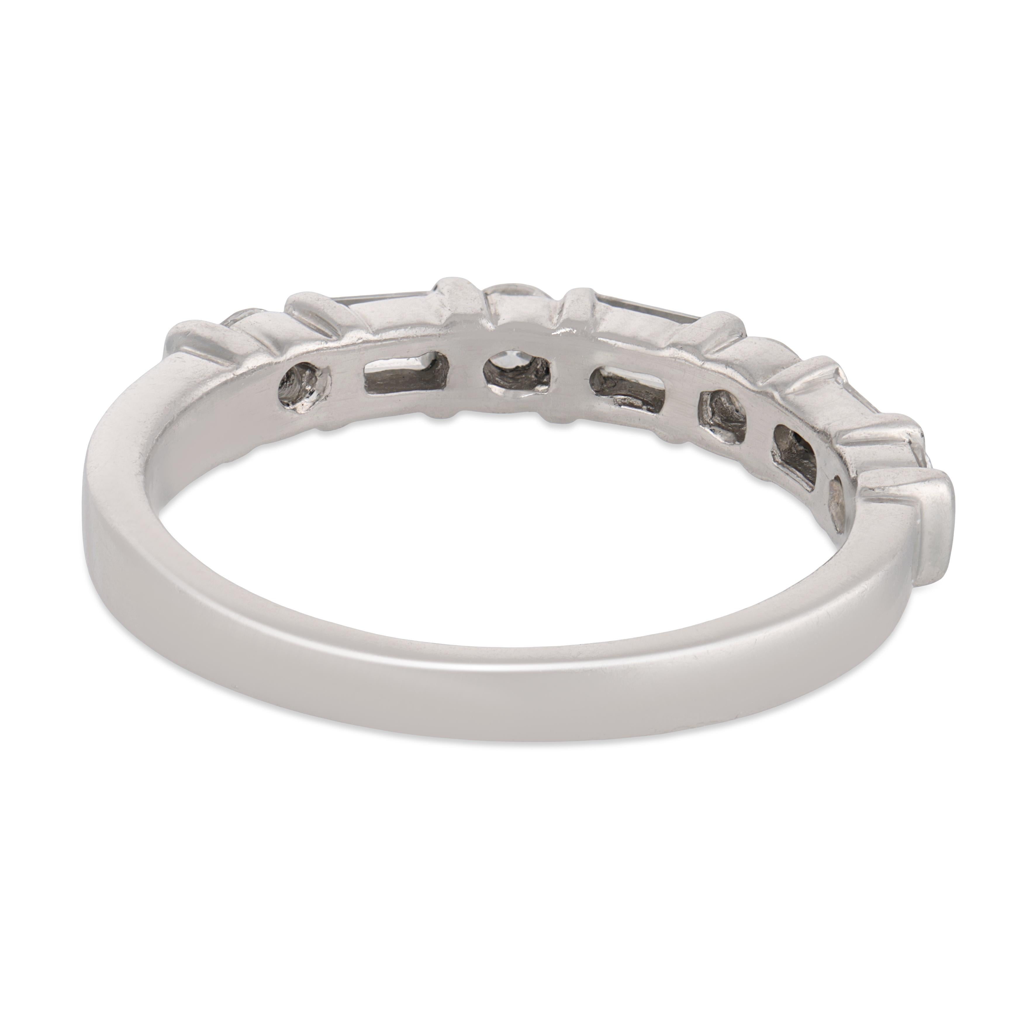 Mid Century baguette and round diamond platinum half eternity band
