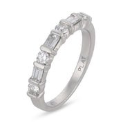 Mid Century baguette and round diamond platinum half eternity band