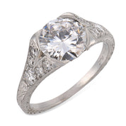 Art Deco GIA 2.06 carat D VS2 diamond platinum engagement ring