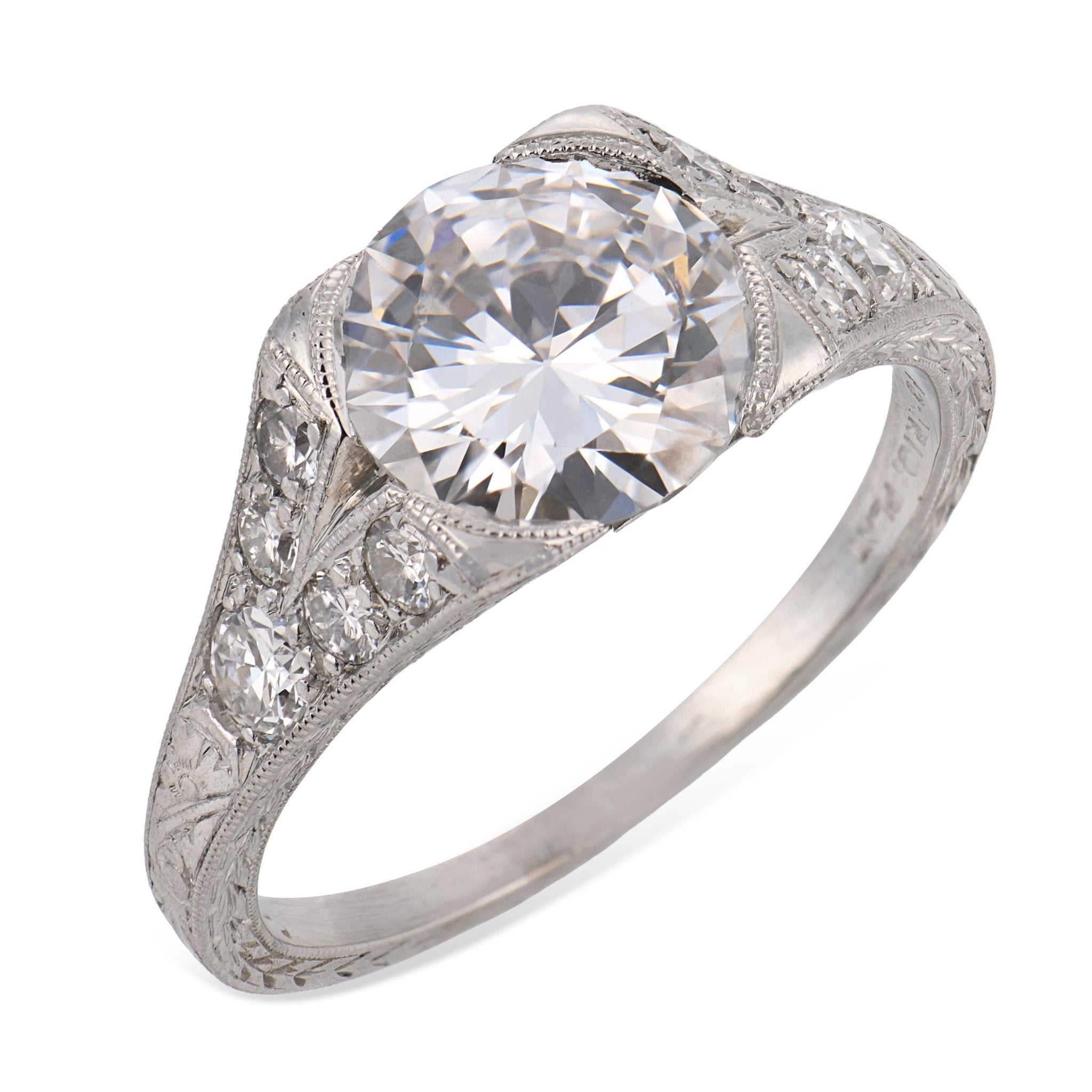Art Deco GIA 2.06 carat D VS2 diamond platinum engagement ring