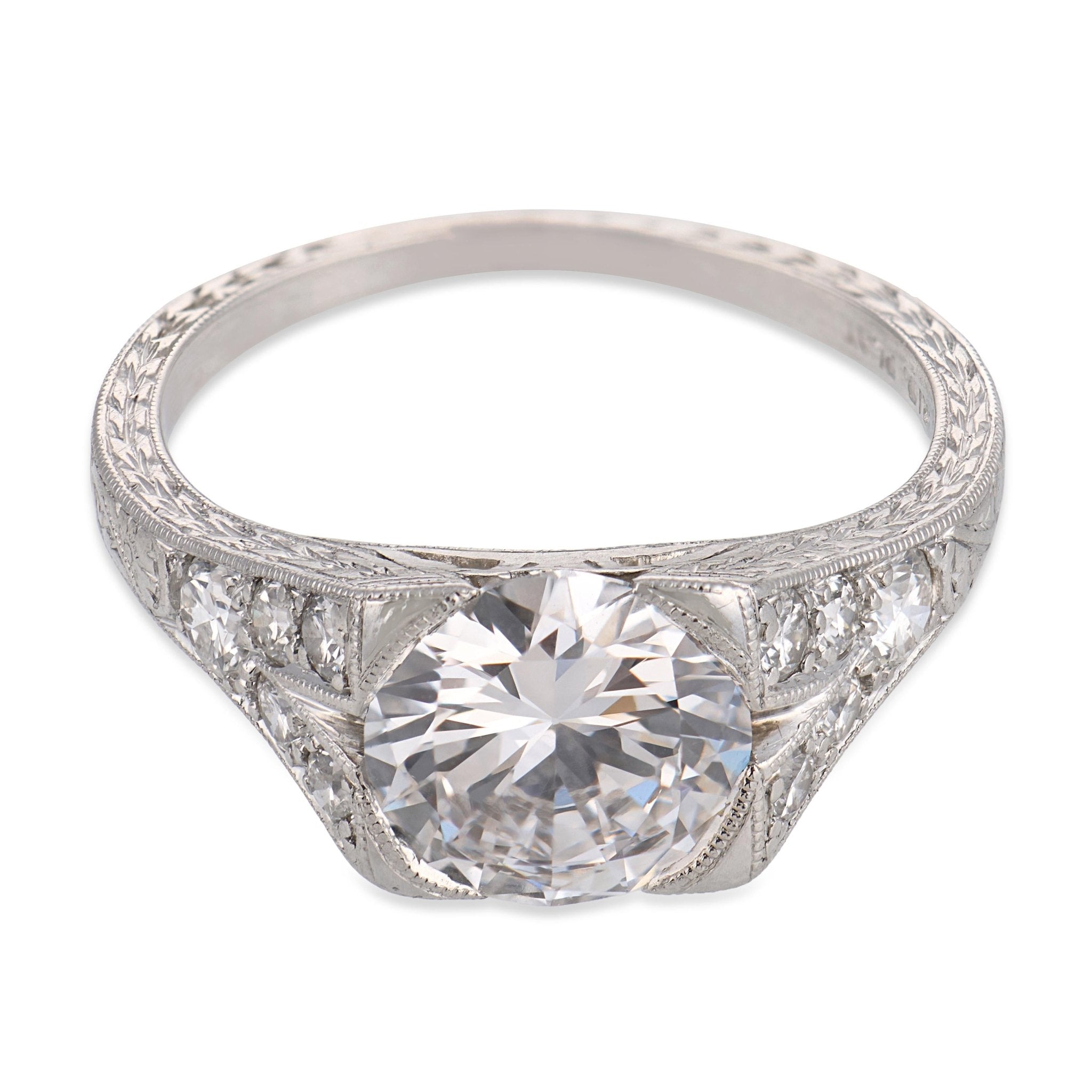 Art Deco GIA 2.06 carat D VS2 diamond platinum engagement ring