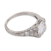 Art Deco GIA 2.06 carat D VS2 diamond platinum engagement ring