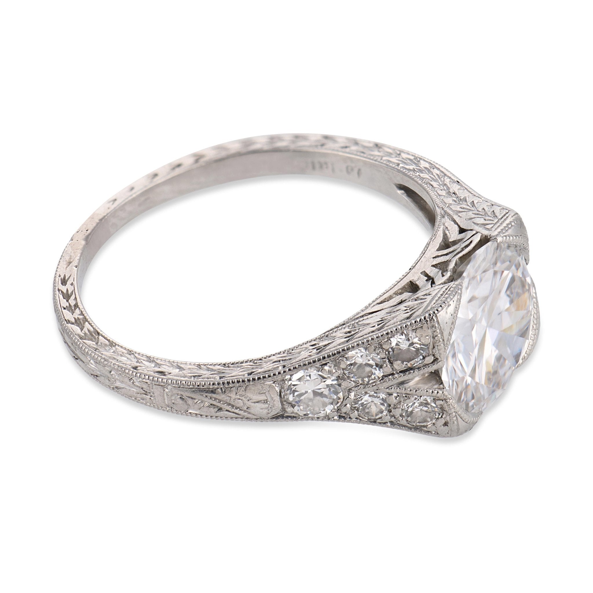Art Deco GIA 2.06 carat D VS2 diamond platinum engagement ring