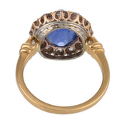SSEF 3.42 carat Kashmir no heat sapphire diamond 14k yellow gold ring