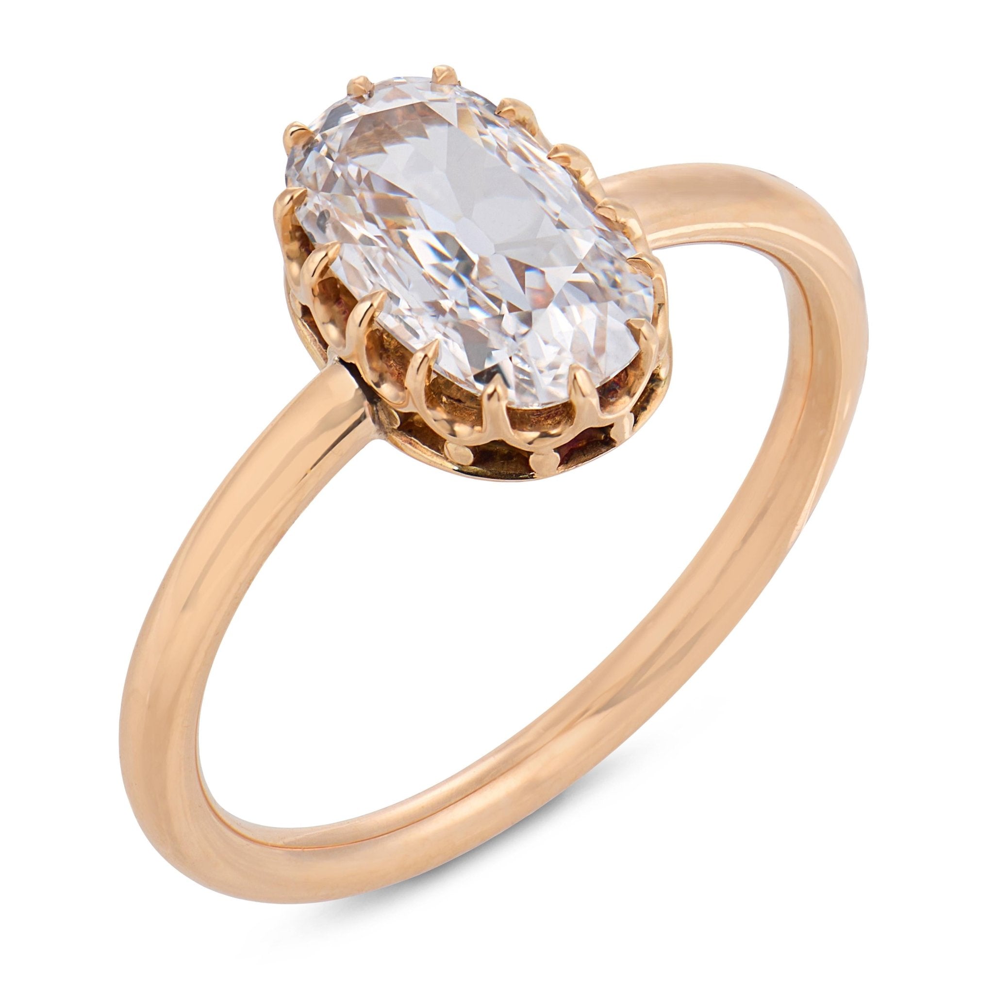 Victorian GIA 1.02 carat diamond 14k yellow gold engagement ring