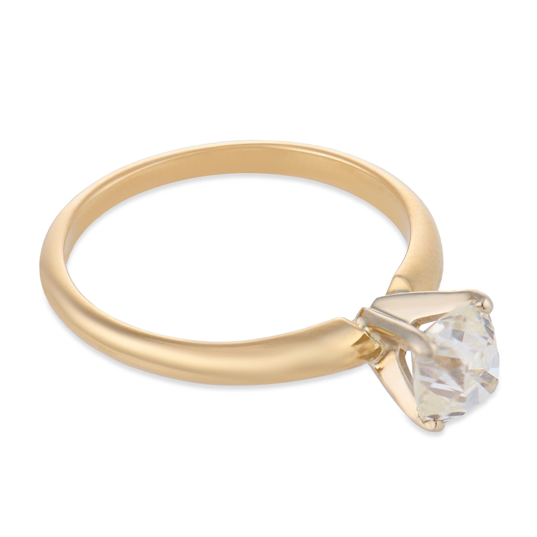 GIA 0.91 carat old mine cut diamond 14k yellow gold solitaire engagement ring