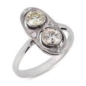 Art Deco old cut diamond 18k white gold ring