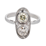 Art Deco old cut diamond 18k white gold ring
