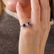 Edwardian diamond sapphire platinum 5 stone ring