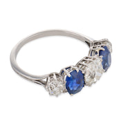 Edwardian diamond sapphire platinum 5 stone ring