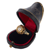 Victorian diamond 14K yellow gold silver enamel ring