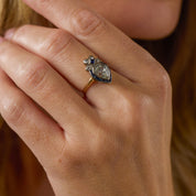 Victorian paste diamond synthetic sapphire 14k gold ring