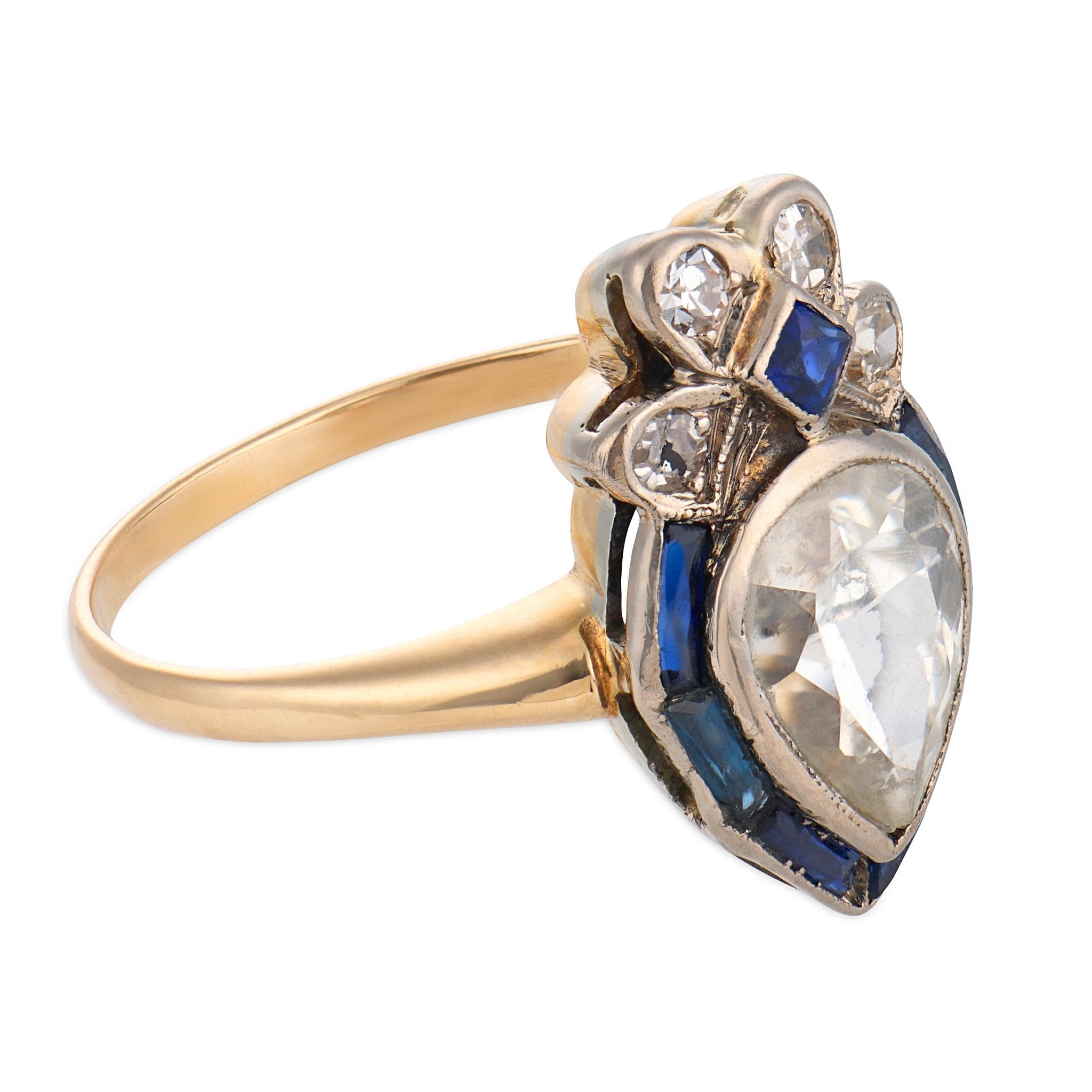 Victorian paste diamond synthetic sapphire 14k gold ring
