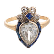 Victorian paste diamond synthetic sapphire 14k gold ring