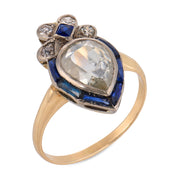 Victorian paste diamond synthetic sapphire 14k gold ring