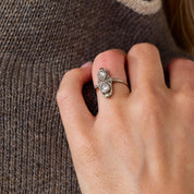 Edwardian rose cut diamond 14k white gold ring
