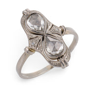 Edwardian rose cut diamond 14k white gold ring