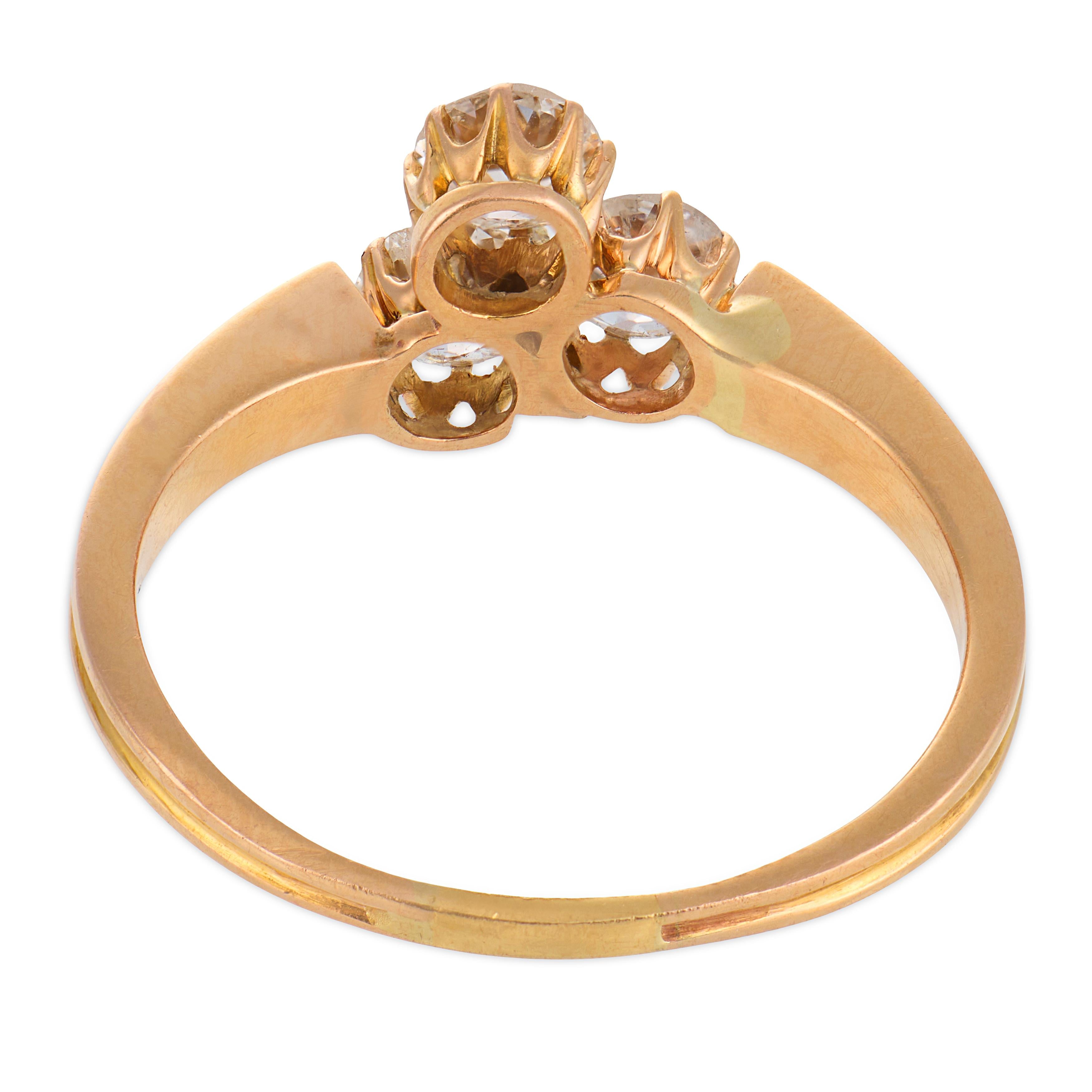 Victorian old European cut diamond 18k yellow gold ring