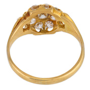 Victorian old mine cut diamond 18k yellow gold cluster ring