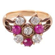 Victorian ruby diamond 14k rose gold horseshoe ring