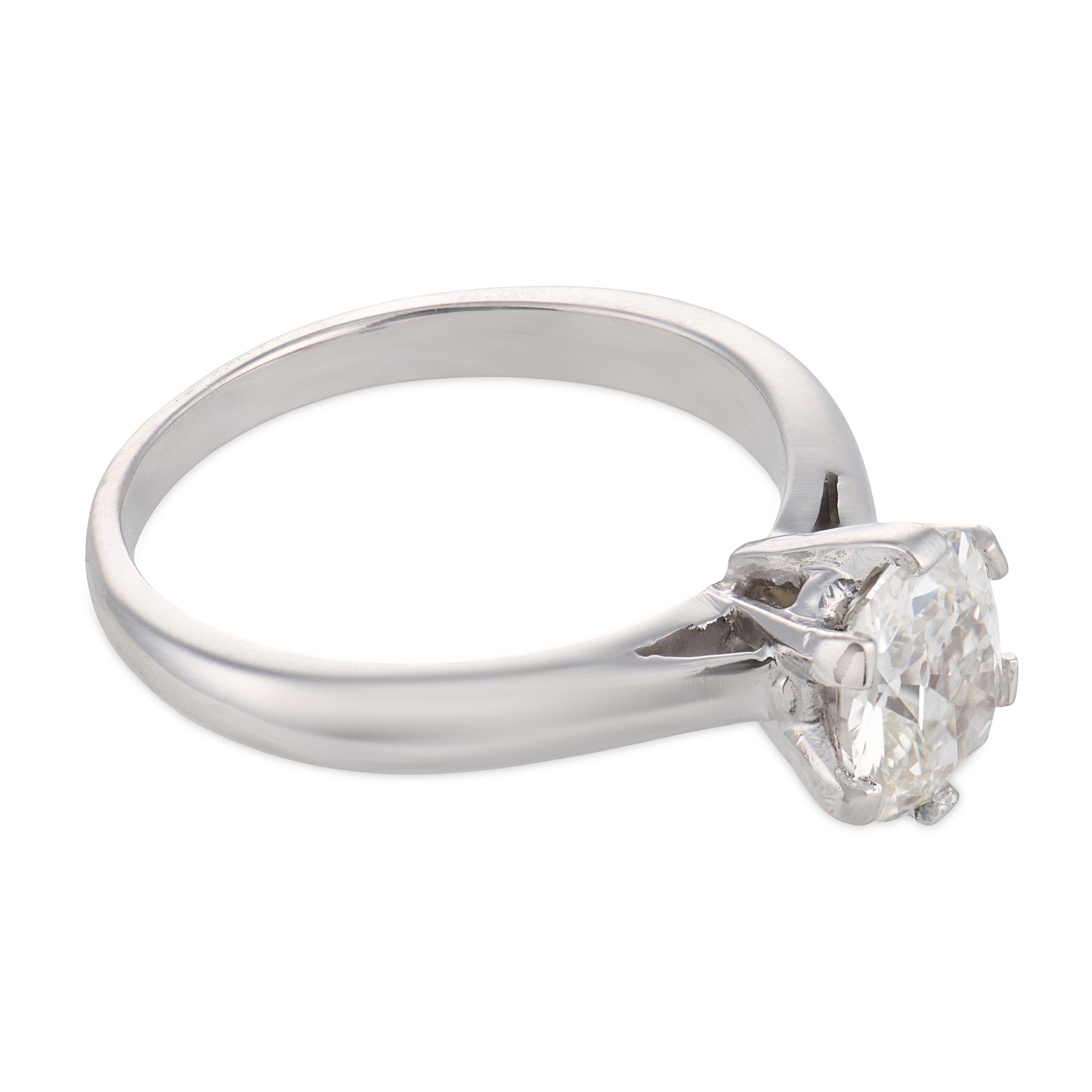 GIA 1.09 carat old mine cut diamond platinum solitaire ring