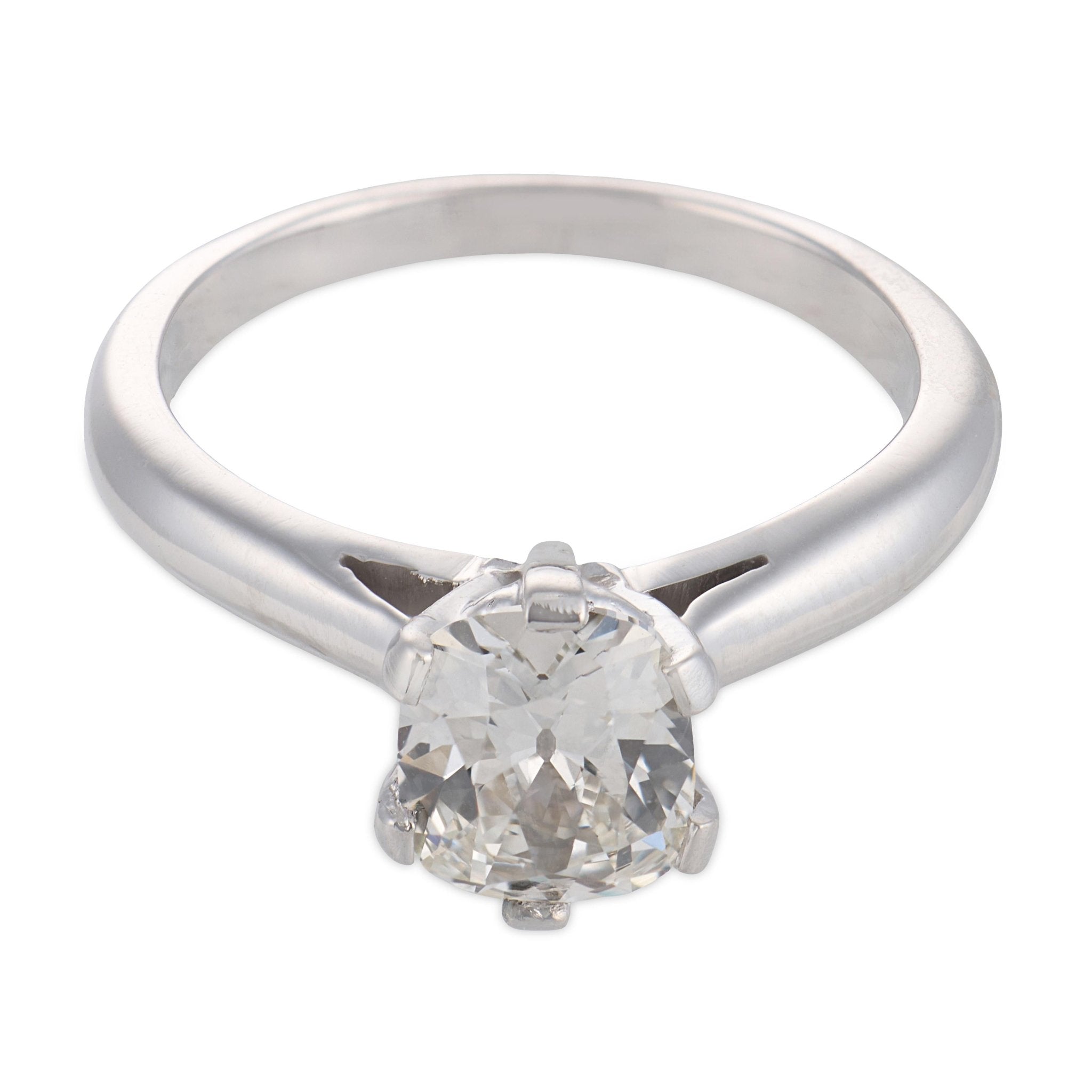 GIA 1.09 carat old mine cut diamond platinum solitaire ring