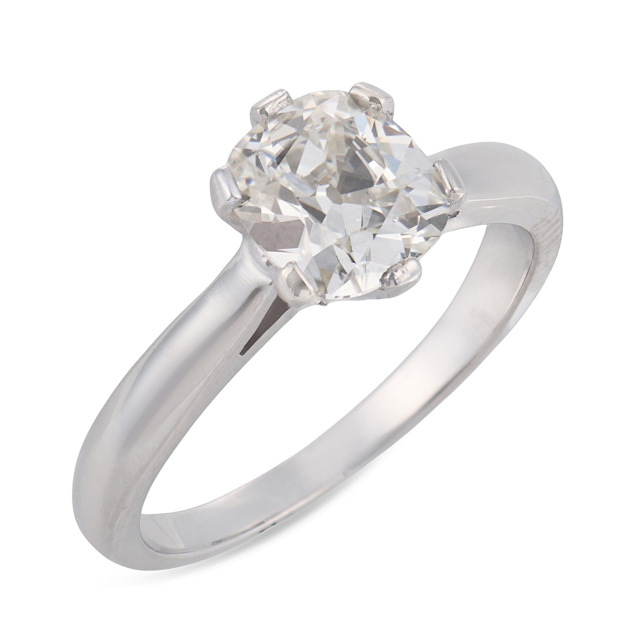 GIA 1.09 carat old mine cut diamond platinum solitaire ring