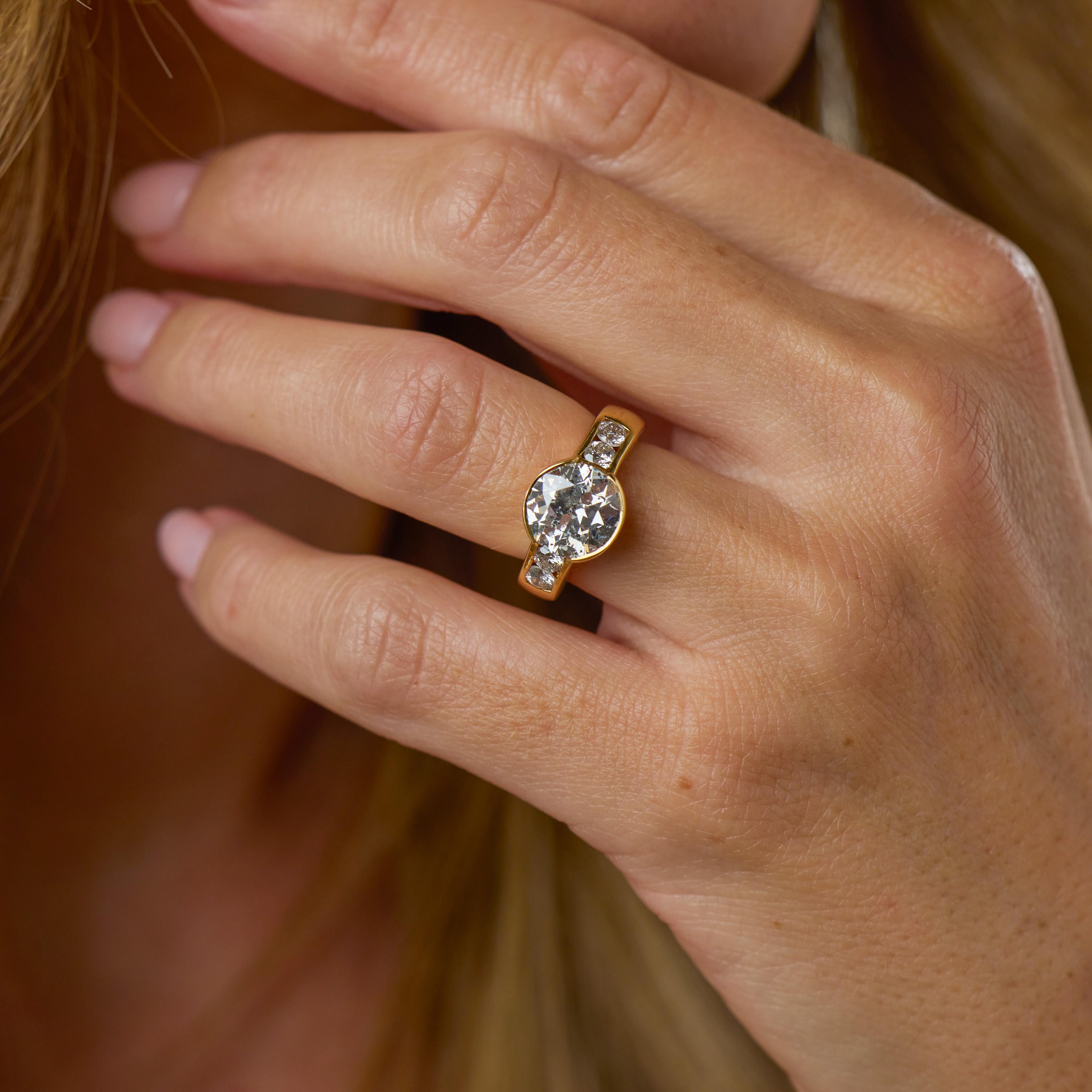 GIA 2.95 carat diamond 18k yellow gold engagement ring
