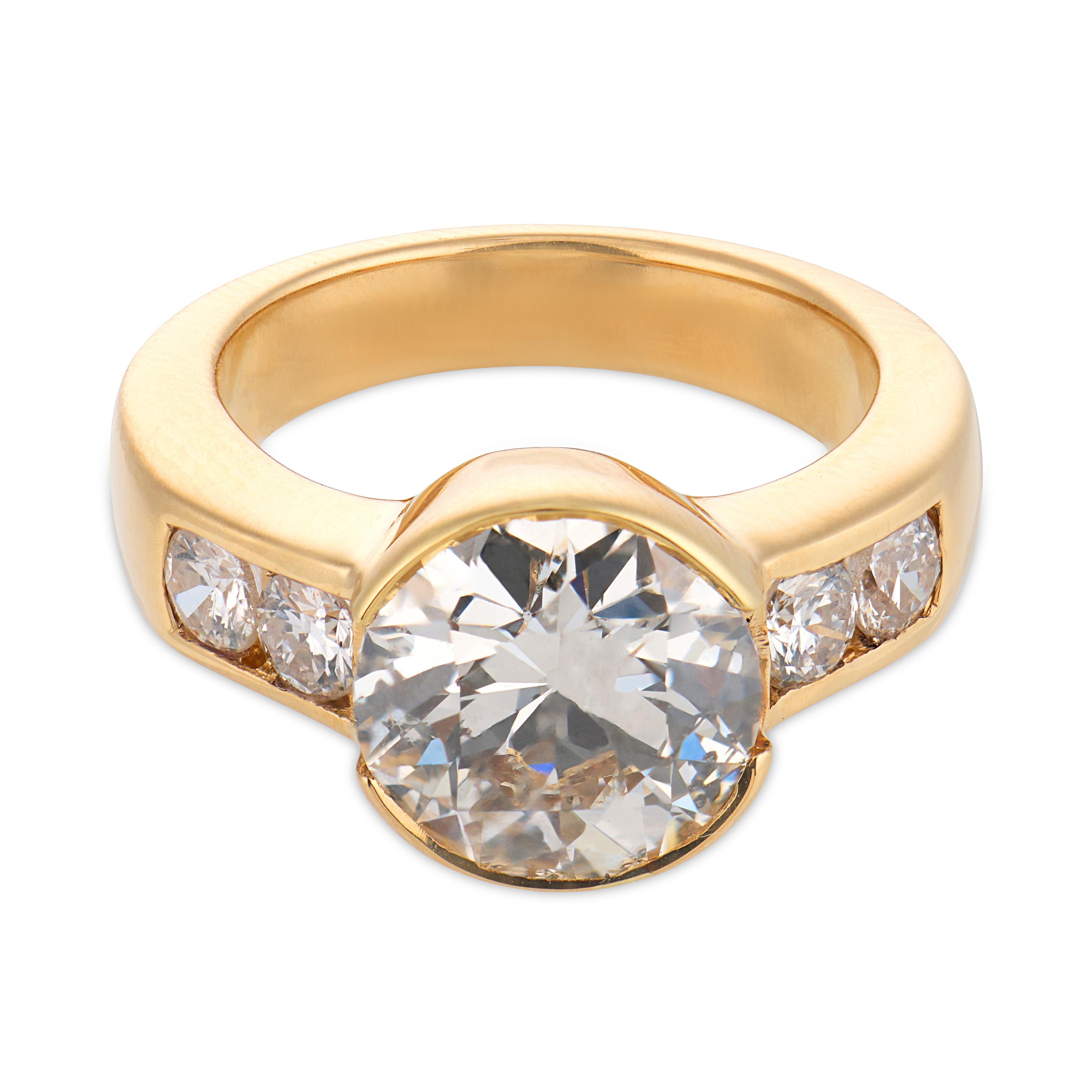 GIA 2.95 carat diamond 18k yellow gold engagement ring