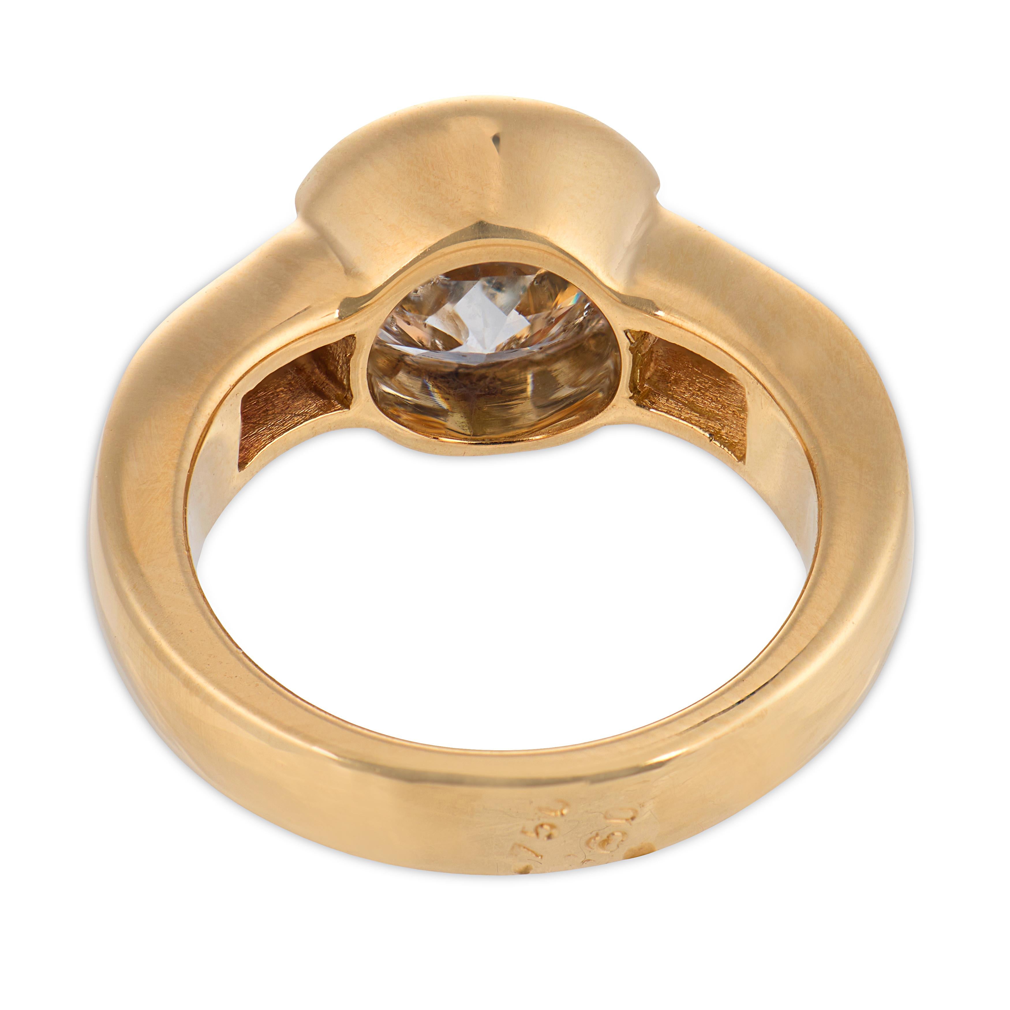 GIA 2.95 carat diamond 18k yellow gold engagement ring