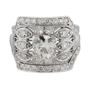 Art Deco GIA diamond platinum engagement ring