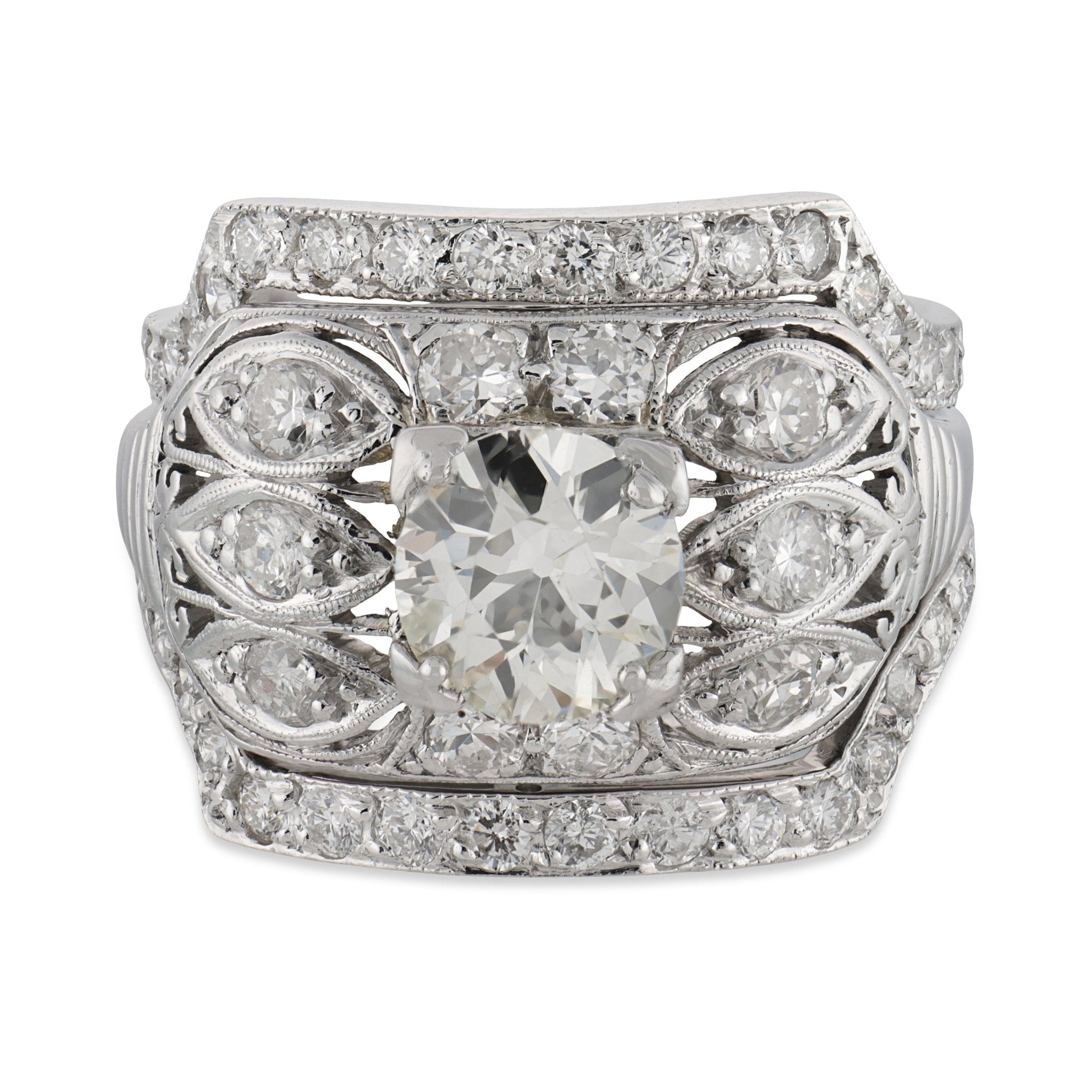 Art Deco GIA diamond platinum engagement ring