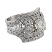 Art Deco GIA diamond platinum engagement ring