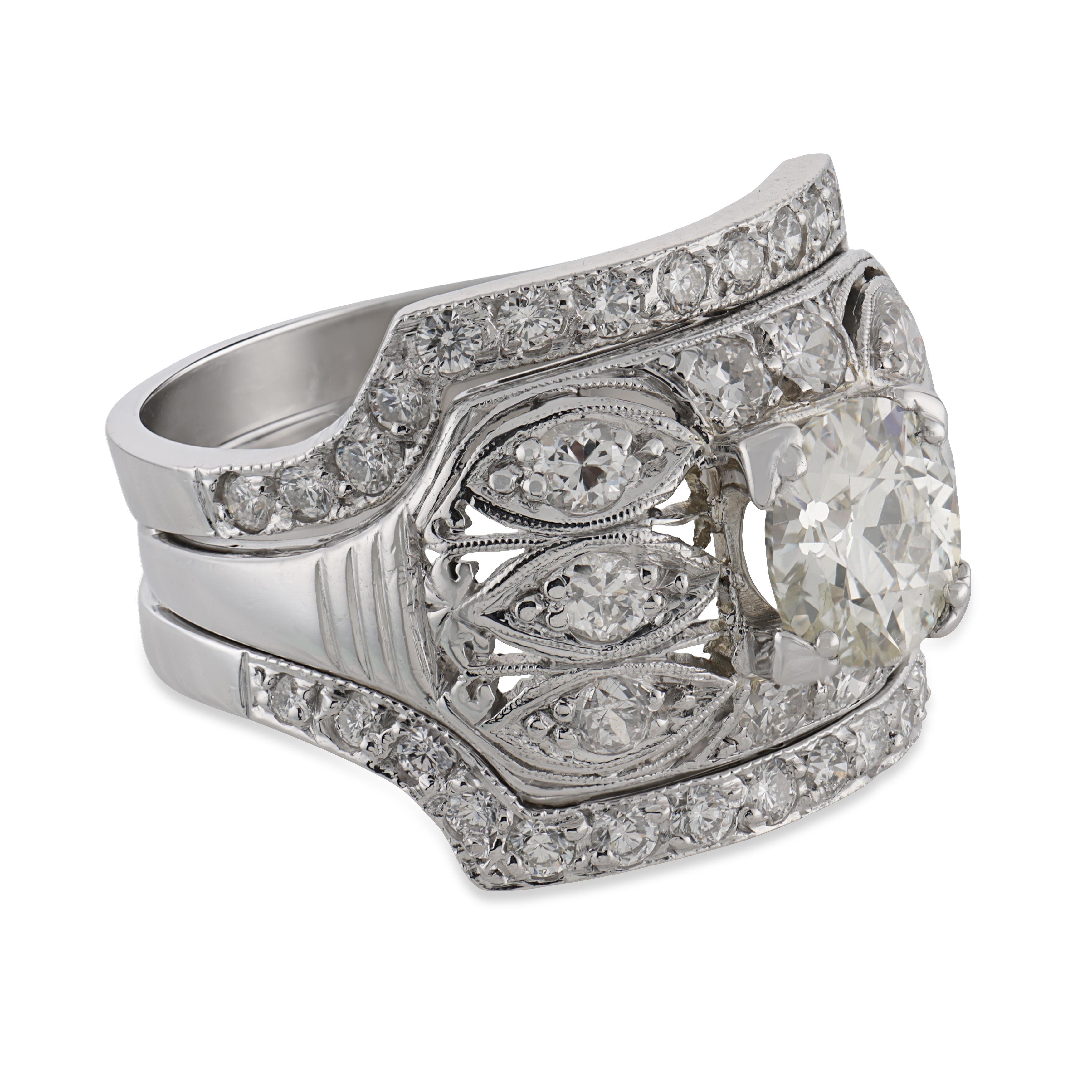 Art Deco GIA diamond platinum engagement ring