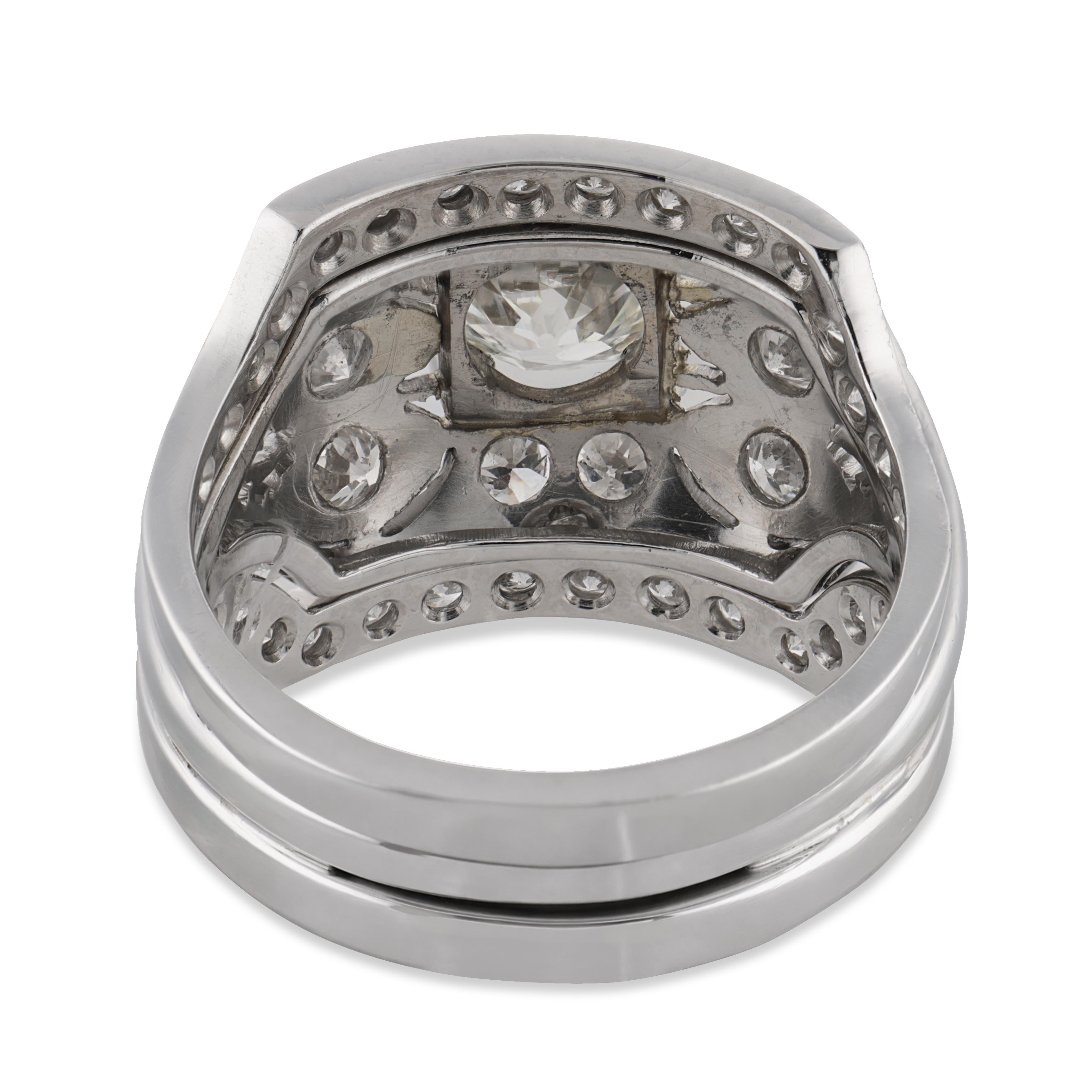 Art Deco GIA diamond platinum engagement ring