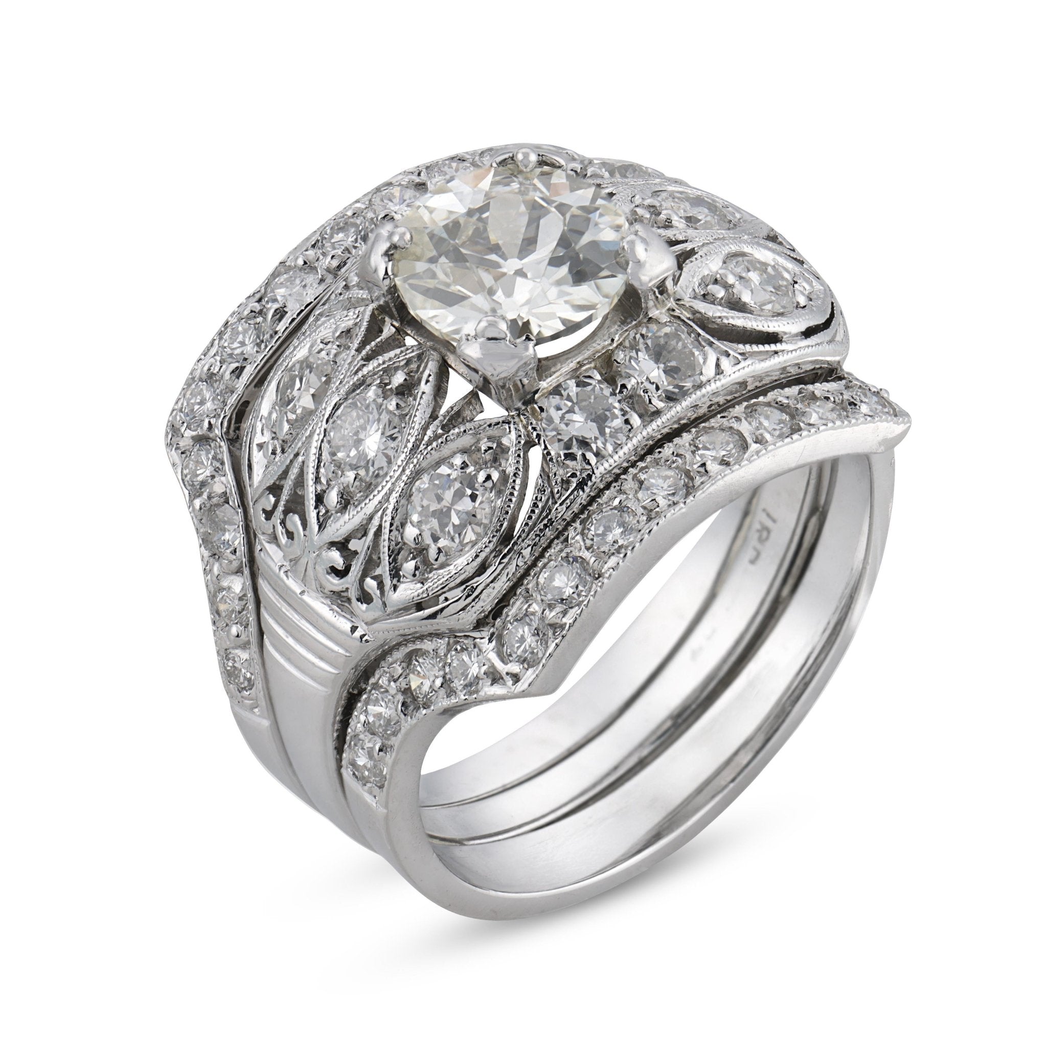 Art Deco GIA diamond platinum engagement ring