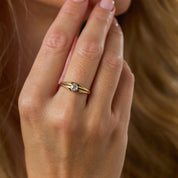 Victorian old mine cut diamond 14k yellow gold solitaire ring