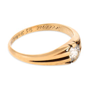 Victorian old mine cut diamond 14k yellow gold solitaire ring