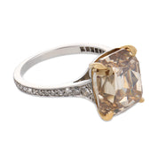 GIA 7.08 carat fancy yellowish brown diamond platinum engagement ring