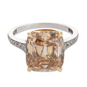 GIA 7.08 carat fancy yellowish brown diamond platinum engagement ring