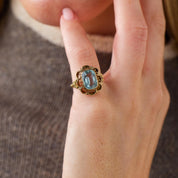 Victorian 3.00 carat aquamarine 14k yellow gold ring