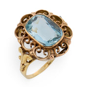 Victorian 3.00 carat aquamarine 14k yellow gold ring