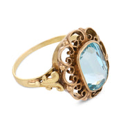 Victorian 3.00 carat aquamarine 14k yellow gold ring