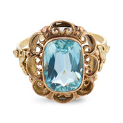 Victorian 3.00 carat aquamarine 14k yellow gold ring