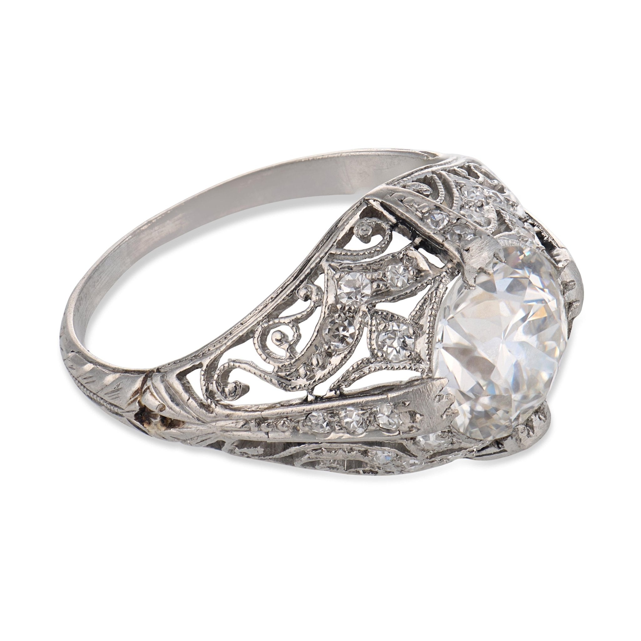Art Deco GIA 1.90 carat diamond platinum engagement ring